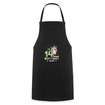 Raccoon for 14th birthday for children fourteen - Cooking Apron - black - Front - AI Model Male 185 dark (185cm)