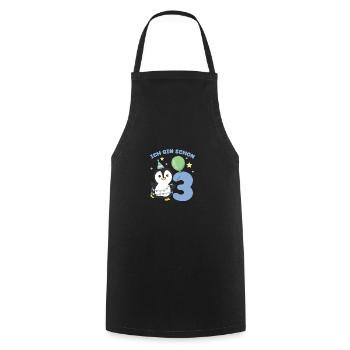 I'm already 3 penguins birthday kids - Cooking Apron - black - Front - AI Model Male 185 dark (185cm)