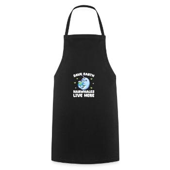 Sauvez la Terre Les narvals vivent ici Jour de la Terre - Tablier de cuisine - noir - Devant - AI Model Male 185 dark (185cm)