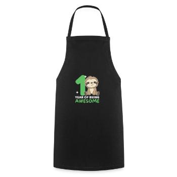 Sloth for 1st birthday for children one year old - Cooking Apron - black - Front - AI Model Male 185 dark (185cm)