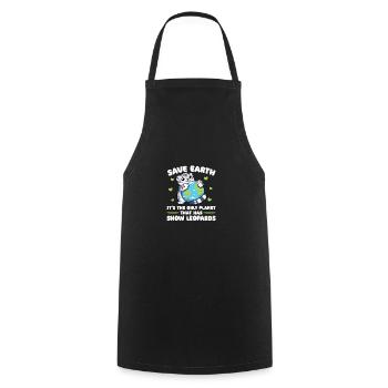 Is the only planet with snow leopard Earth - Cooking Apron - black - Front - AI Model Male 185 dark (185cm)