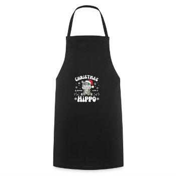 Christmas is better with a hippo - Cooking Apron - black - Front - AI Model Male 185 dark (185cm)