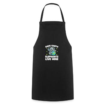 Save the Earth Elephants live here Earth Day - Cooking Apron - black - Front - AI Model Male 185 dark (185cm)