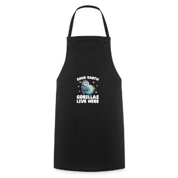 Sauvez la Terre Les gorilles vivent ici Jour de la Terre - Tablier de cuisine - noir - Devant - AI Model Male 185 dark (185cm)