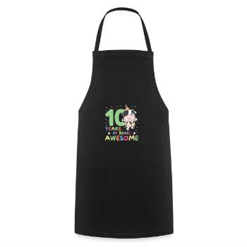 Cow for 10th birthday children ten years old - Cooking Apron - black - Front - AI Model Male 185 dark (185cm)