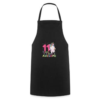 Licorne pour ses 11 ans enfants de onze ans - Tablier de cuisine - noir - Devant - AI Model Male 185 dark (185cm)