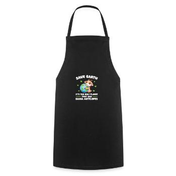 Is the only planet with saiga antelope Earth Day - Cooking Apron - black - Front - AI Model Male 185 dark (185cm)