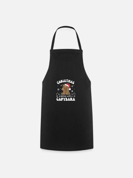 Noël est meilleur avec un capybara - Tablier de cuisine - noir