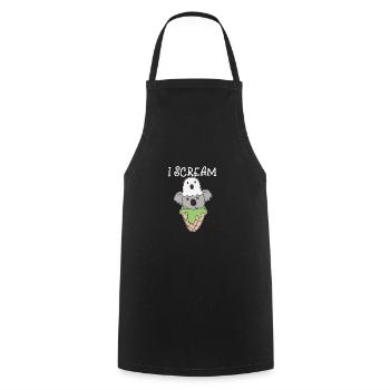 Koala Halloween Ghost I Scream Ice Cream Jeu de mots - Tablier de cuisine - noir - Devant - AI Model Male 185 dark (185cm)
