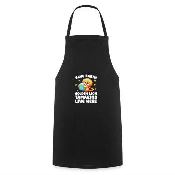 Save the Earth Yellow lion tamarins live here - Cooking Apron - black - Front - AI Model Male 185 dark (185cm)