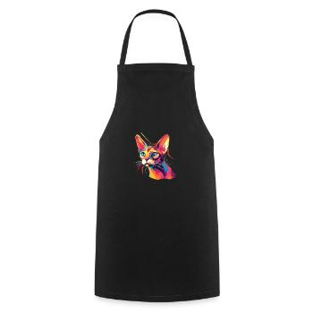 Chat Aquarelle Chat Abyssin Coloré - Tablier de cuisine - noir - Devant - AI Model Male 185 dark (185cm)