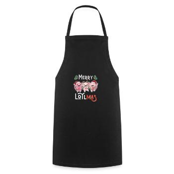 Merry Lotlmas Pun Axolotl Christmas - Cooking Apron - black - Front - AI Model Male 185 dark (185cm)