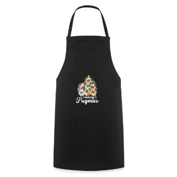 Merry Pugma's Pug Christmas Pug - Cooking Apron - black - Front - AI Model Male 185 dark (185cm)