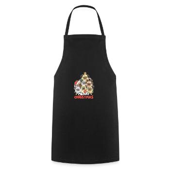 Pug Christmas Tree Merry Christmas - Cooking Apron - black - Front - AI Model Male 185 dark (185cm)
