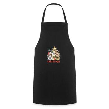 Pug Christmas Tree Merry Christmas - Cooking Apron - black - Front - AI Model Male 185 dark (185cm)
