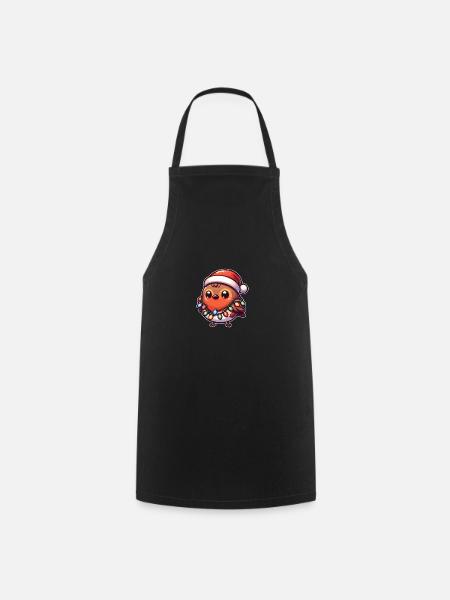 Christmas Fairy Lights Wandering Thrush - Cooking Apron - black