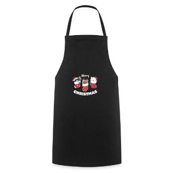 Chats mignons en chaussettes de Noël pour Noël - Tablier de cuisine - noir - Devant - AI Model Male 185 dark (185cm)