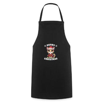 Christmas Fairy Lights Savannah Cat - Cooking Apron - black - Front - AI Model Male 185 dark (185cm)