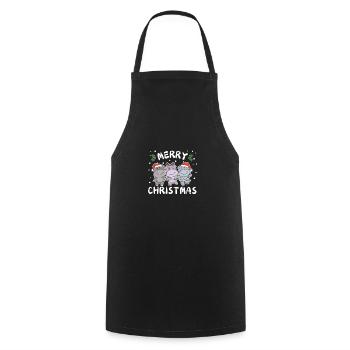 Joyeux Noël Hippopotame doux Hippopotames de Noël - Tablier de cuisine - noir - Devant - AI Model Male 185 dark (185cm)