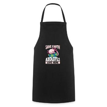 Sauvez la Terre Les axolotls vivent ici Jour de la Terre - Tablier de cuisine - noir - Devant - AI Model Male 185 dark (185cm)