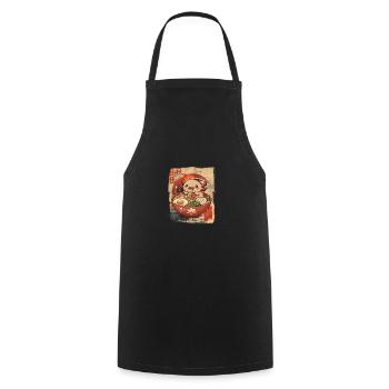 Mignon Kawaii Axolotl Nourriture Ramen Japonais - Tablier de cuisine - noir - Devant - AI Model Male 185 dark (185cm)