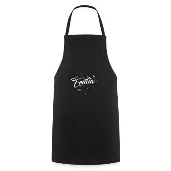 EMILIA - Nom de fille avec des papillons colorés - Tablier de cuisine - noir - Devant - AI Model Male 185 dark (185cm)