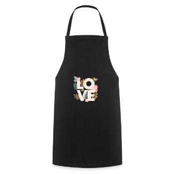 Love liebe Muster Schöne Blumen - Kochschürze - Schwarz - Vorne - AI Model Male 185 dark (185cm)