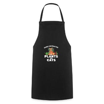 Easily distracted by plants and cats doux - Tablier de cuisine - noir - Devant - AI Model Male 185 dark (185cm)