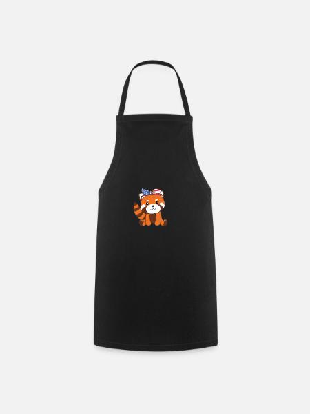 4 juillet enfants pandas roux américains - Tablier de cuisine - noir