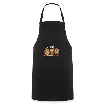 Happy Hallothanksmas Beaver Christmas Beaver - Cooking Apron - black - Front - AI Model Male 185 dark (185cm)