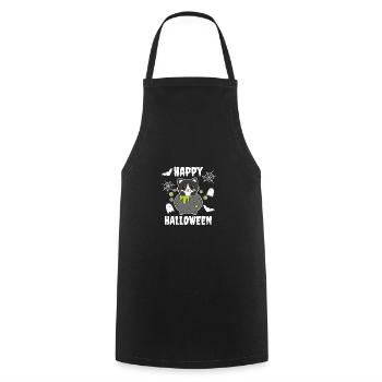 Chat Happy Halloween Cauldron Bat - Tablier de cuisine - noir - Devant - AI Model Male 185 dark (185cm)