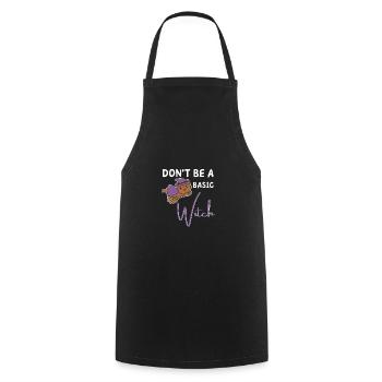 Cat Halloween Witch Witches don't be a basic witch - Cooking Apron - black - Front - AI Model Male 185 dark (185cm)
