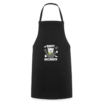 Ours polaire Joyeuse chauve-souris chaudron d’Halloween - Tablier de cuisine - noir - Devant - AI Model Male 185 dark (185cm)
