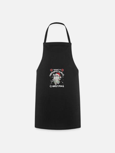 Je veux un hippopotame pour Noël hippopotames mignons - Tablier de cuisine - noir