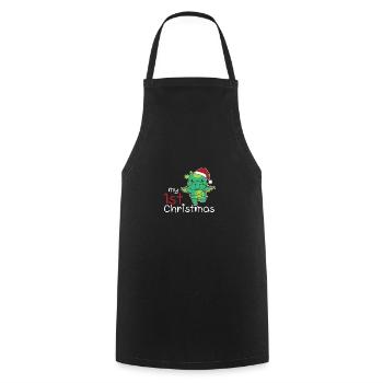 Dragon Christmas Dragon my 1st Christmas - Cooking Apron - black - Front - AI Model Male 185 dark (185cm)