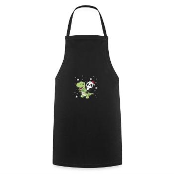 Panda Trex Christmas Snow Winter Animals - Cooking Apron - black - Front - AI Model Male 185 dark (185cm)