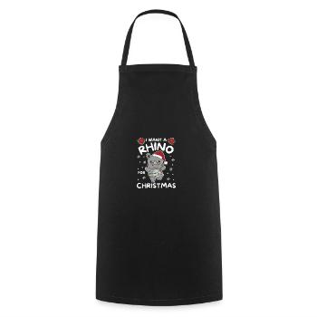 Je veux un rhinocéros pour Noël rhinocéros mignons - Tablier de cuisine - noir - Devant - AI Model Male 185 dark (185cm)