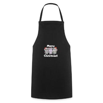 Hippopotames de Noël Animaux Mignons Hippopotames Joyeux Noël - Tablier de cuisine - noir - Devant - AI Model Male 185 dark (185cm)