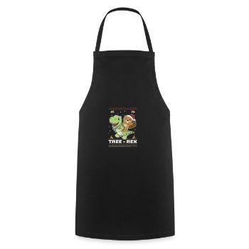 Merry Christmas ugly christmas Beaver Tree Rex - Cooking Apron - black - Front - AI Model Male 185 dark (185cm)