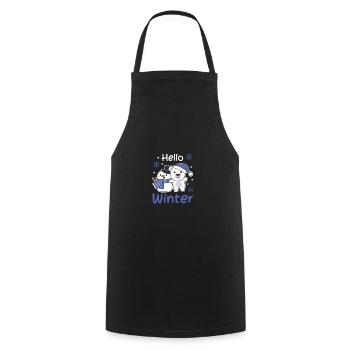 Polar Bear Hello Winter Snowman Snow Christmas - Cooking Apron - black - Front - AI Model Male 185 dark (185cm)