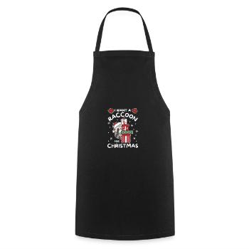 I want a raccoon for Christmas cute raccoon - Cooking Apron - black - Front - AI Model Male 185 dark (185cm)