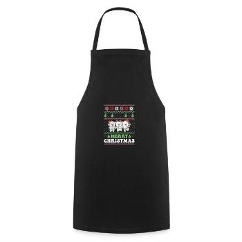 Merry Christmas retro ugly christmas polar bear - Cooking Apron - black - Front - AI Model Male 185 dark (185cm)