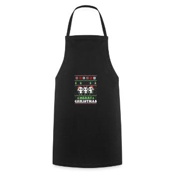 Merry Christmas retro ugly christmas Panda - Cooking Apron - black - Front - AI Model Male 185 dark (185cm)
