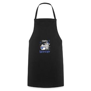 Hippo Hello Winter Snowman Snow Christmas - Cooking Apron - black - Front - AI Model Male 185 dark (185cm)