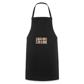 Second Class Team Groovy Retro Teacher Gift - Cooking Apron - black - Front - AI Model Male 185 dark (185cm)