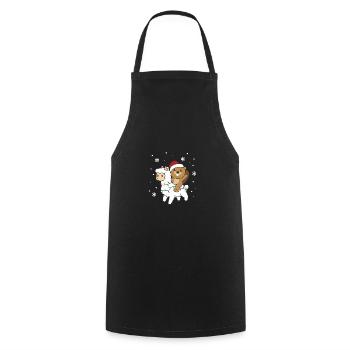 Beaver Lama Alpaca Christmas Winter Animals - Cooking Apron - black - Front - AI Model Male 185 dark (185cm)