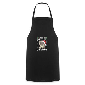 I want a Siamese cat for Christmas - Cooking Apron - black - Front - AI Model Male 185 dark (185cm)