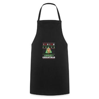 Joyeux Noël rétro moche cerf de Noël - Tablier de cuisine - noir - Devant - AI Model Male 185 dark (185cm)