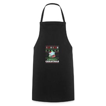 Joyeux Noël rétro moche Noël Axolotl - Tablier de cuisine - noir - Devant - AI Model Male 185 dark (185cm)