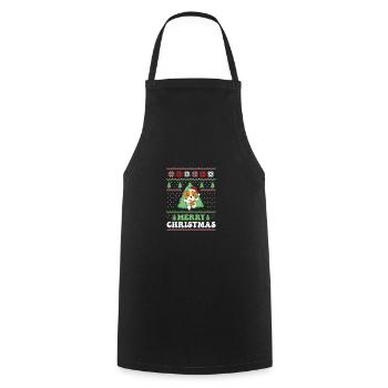 Joyeux Noël rétro moche Noël Jack Russell - Tablier de cuisine - noir - Devant - AI Model Male 185 dark (185cm)